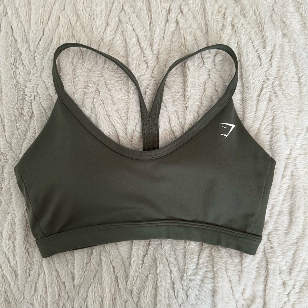 LIKE NEW Gymshark V Neck Sports Bra - Core Olive